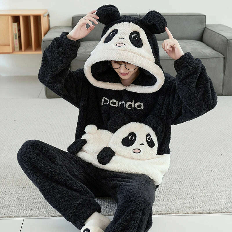 KIMLUD, 13 Style Warm Thick Flannel Plush Winter Couple Pajama Sets Long Sleeve Female Male Pyjamas Lover Clothing Sweet Cartoon Hoodies, 9308 / Women M (Asian), KIMLUD APPAREL - Womens Clothes