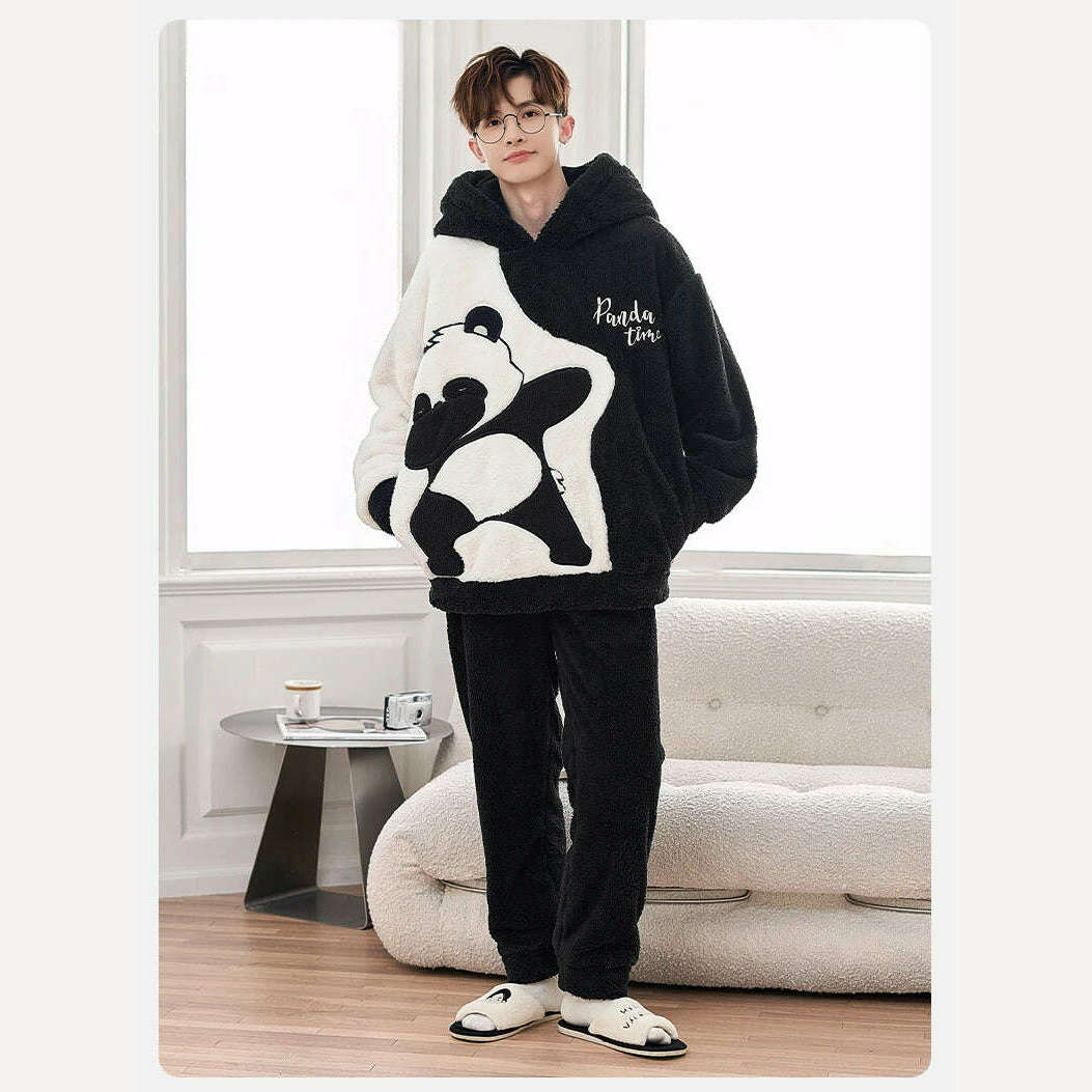 KIMLUD, 13 Style Warm Thick Flannel Plush Winter Couple Pajama Sets Long Sleeve Female Male Pyjamas Lover Clothing Sweet Cartoon Hoodies, KIMLUD Womens Clothes
