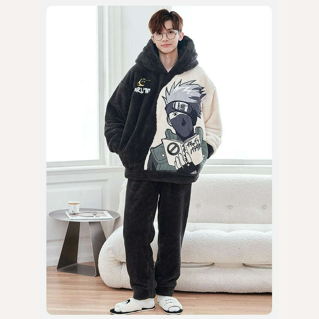 KIMLUD, 13 Style Warm Thick Flannel Plush Winter Couple Pajama Sets Long Sleeve Female Male Pyjamas Lover Clothing Sweet Cartoon Hoodies, KIMLUD Womens Clothes