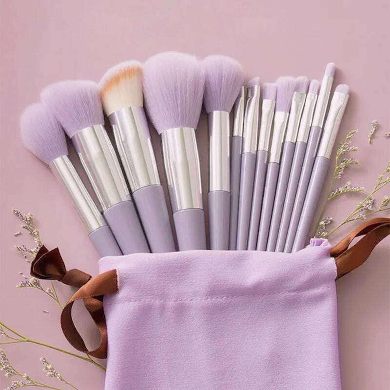 KIMLUD, 13Pcs Soft Fluffy Makeup Brushes Set for cosmetics Foundation Blush Powder Eyeshadow Kabuki Blending Makeup brush beauty tool, 13Pcs-velvet bag 4, KIMLUD Womens Clothes