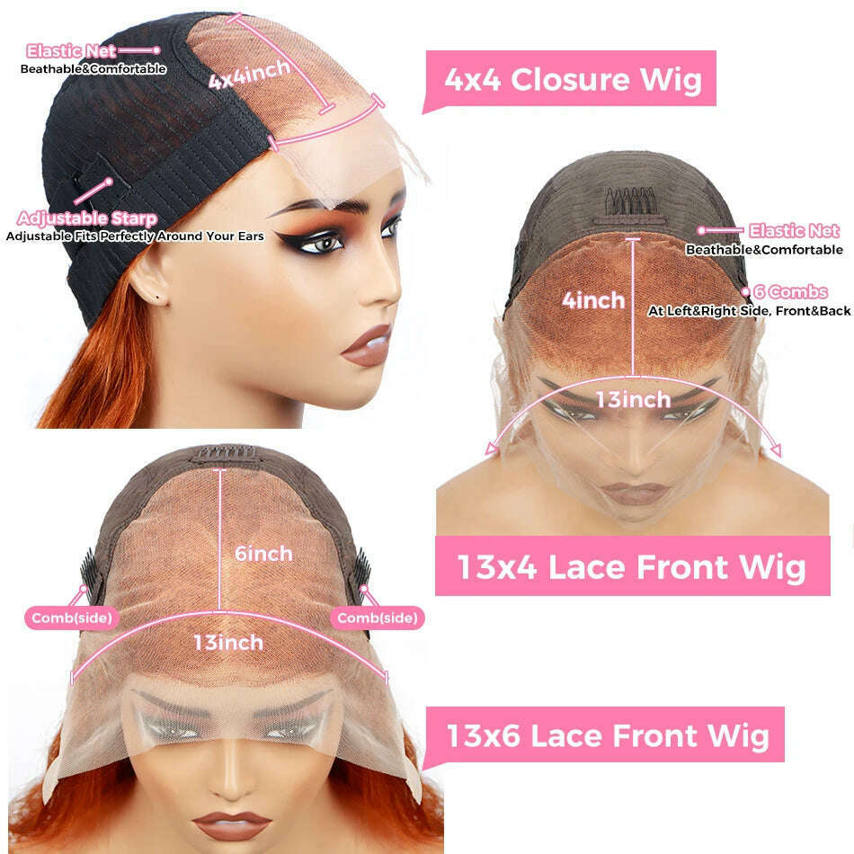 KIMLUD, 13x6 Ginger Body Wave Lace Front Wigs Human Hair 13x4 HD Transparent Lace Frontal Wig For Women Ginger Orange Wigs Pre Plucked, KIMLUD Womens Clothes