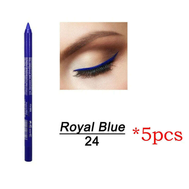 KIMLUD, 14 Color Eye Liner Pen5/10PCS Colored Eyeliner Waterproof Makeup Tools Blue Red Green White Gold Brown Eye Cosmestics, 5pcs 24, KIMLUD APPAREL - Womens Clothes