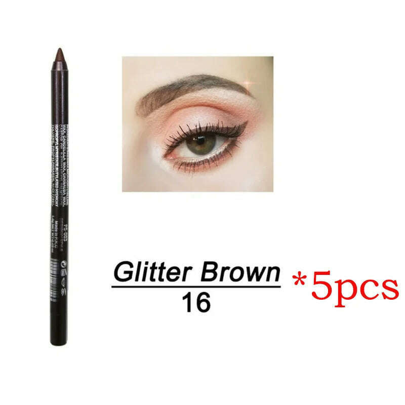 KIMLUD, 14 Color Eye Liner Pen5/10PCS Colored Eyeliner Waterproof Makeup Tools Blue Red Green White Gold Brown Eye Cosmestics, 5pcs 16, KIMLUD APPAREL - Womens Clothes