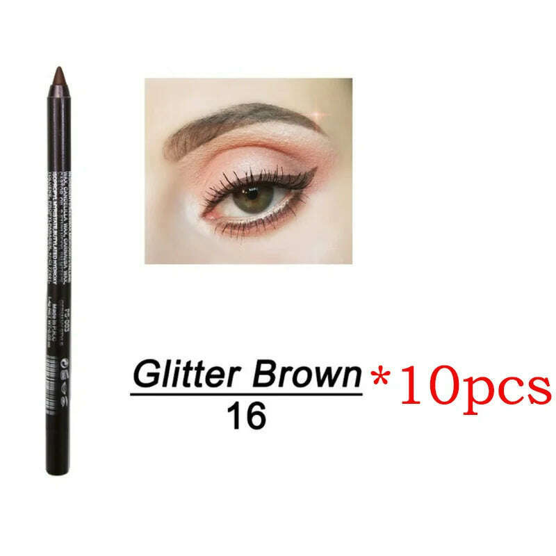 KIMLUD, 14 Color Eye Liner Pen5/10PCS Colored Eyeliner Waterproof Makeup Tools Blue Red Green White Gold Brown Eye Cosmestics, 10pcs 16, KIMLUD APPAREL - Womens Clothes