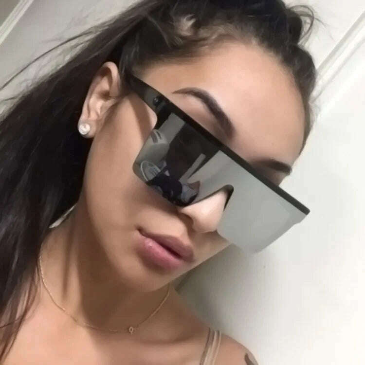 15 colors Flat Top Sunglasses Men Women Brand Designer Square Shades Gradient Sun Glasses Men Cool One Piece UV400 Mirror - KIMLUD
