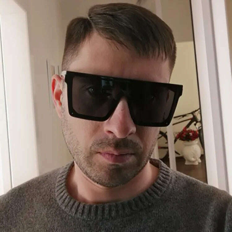 15 colors Flat Top Sunglasses Men Women Brand Designer Square Shades Gradient Sun Glasses Men Cool One Piece UV400 Mirror - KIMLUD