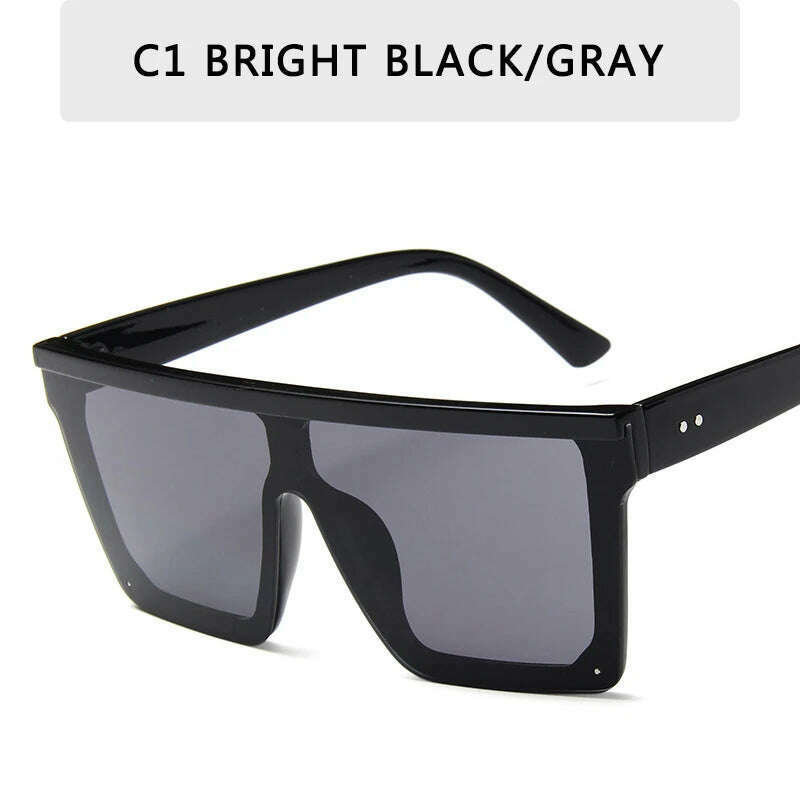 15 colors Flat Top Sunglasses Men Women Brand Designer Square Shades Gradient Sun Glasses Men Cool One Piece UV400 Mirror - KIMLUD
