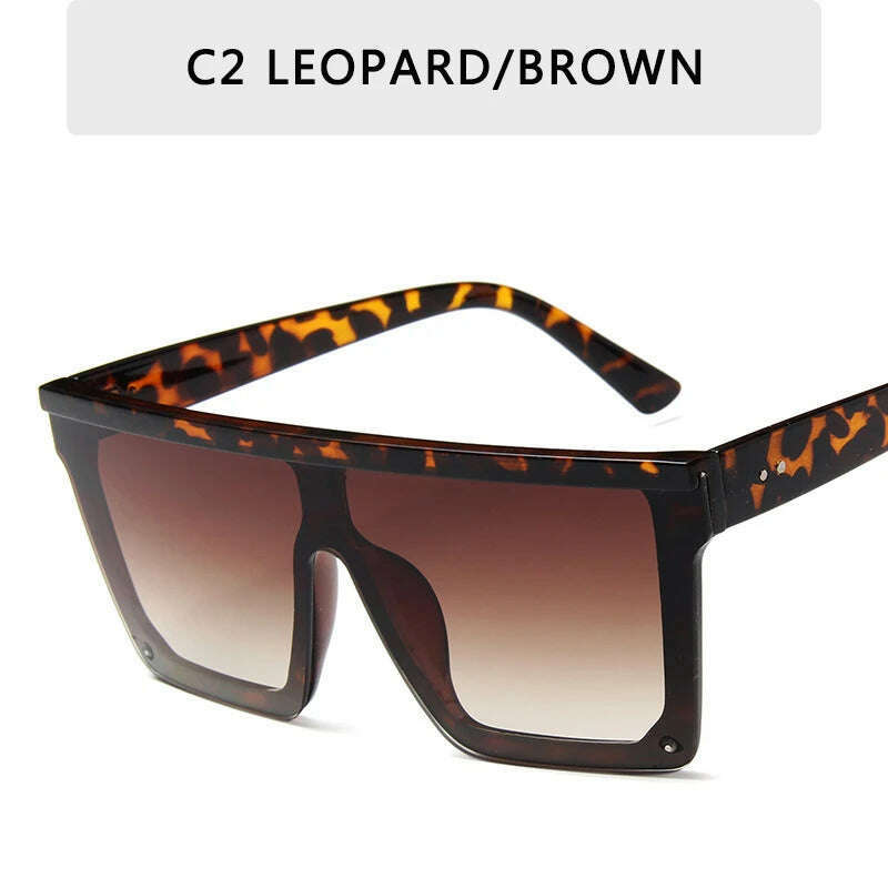 15 colors Flat Top Sunglasses Men Women Brand Designer Square Shades Gradient Sun Glasses Men Cool One Piece UV400 Mirror - KIMLUD