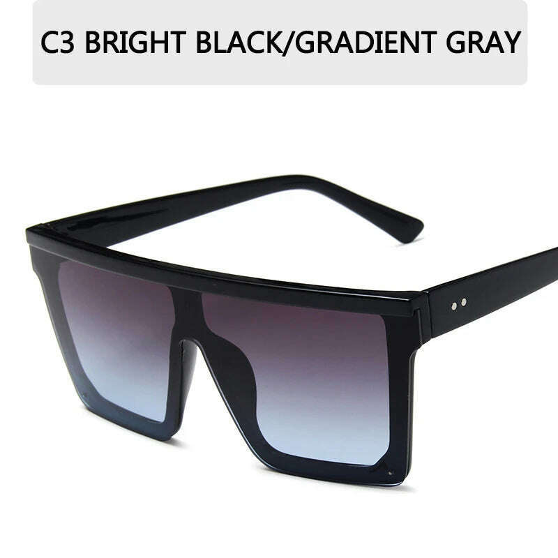 15 colors Flat Top Sunglasses Men Women Brand Designer Square Shades Gradient Sun Glasses Men Cool One Piece UV400 Mirror - KIMLUD