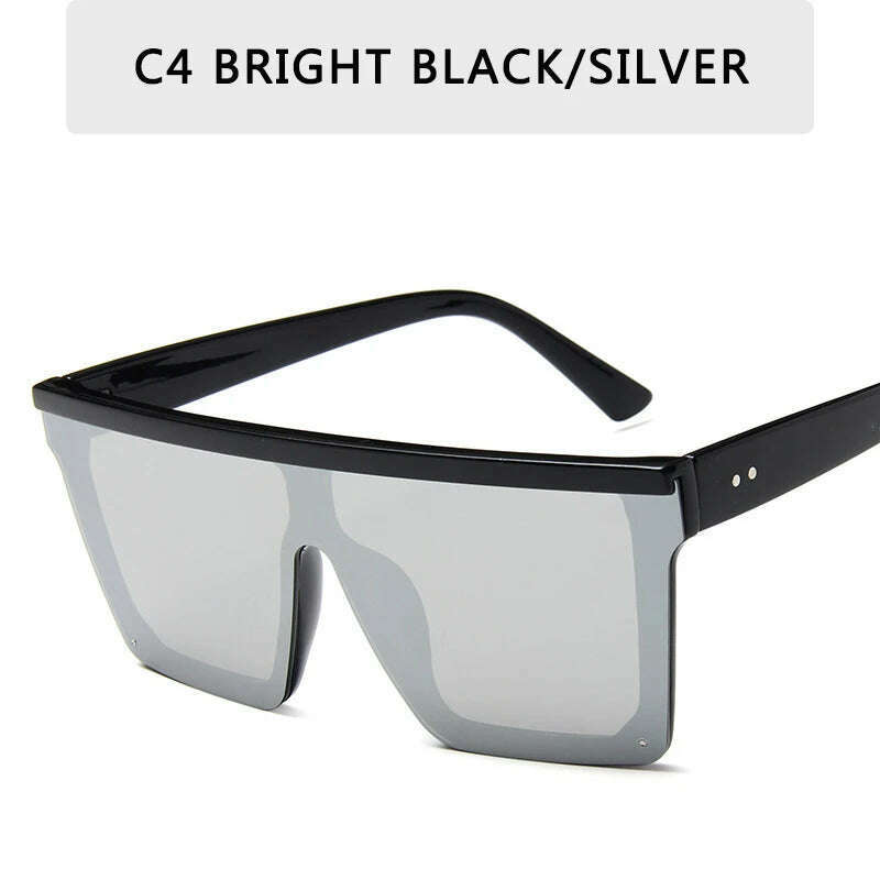 15 colors Flat Top Sunglasses Men Women Brand Designer Square Shades Gradient Sun Glasses Men Cool One Piece UV400 Mirror - KIMLUD