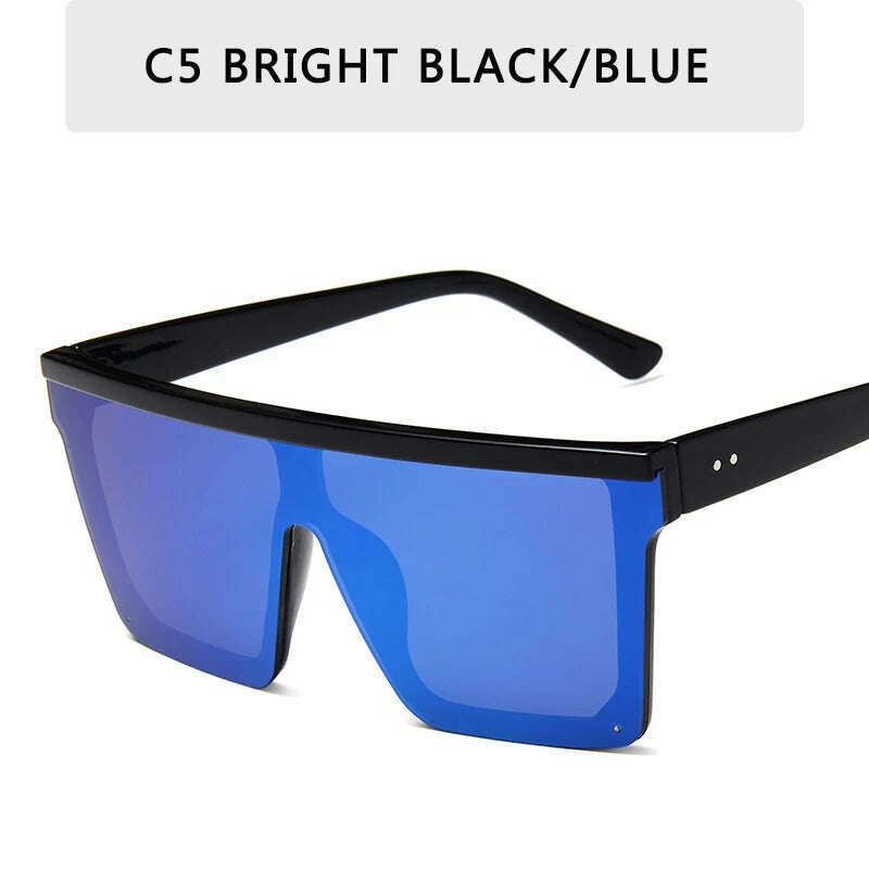 15 colors Flat Top Sunglasses Men Women Brand Designer Square Shades Gradient Sun Glasses Men Cool One Piece UV400 Mirror - KIMLUD