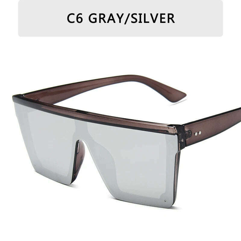 15 colors Flat Top Sunglasses Men Women Brand Designer Square Shades Gradient Sun Glasses Men Cool One Piece UV400 Mirror - KIMLUD