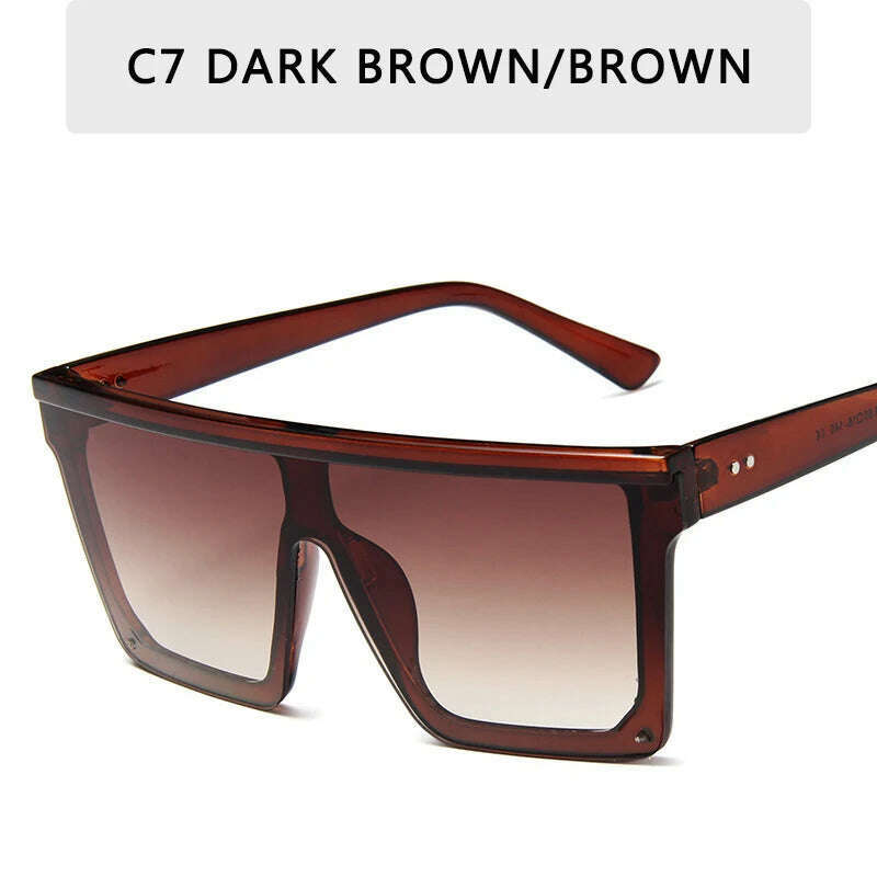 15 colors Flat Top Sunglasses Men Women Brand Designer Square Shades Gradient Sun Glasses Men Cool One Piece UV400 Mirror - KIMLUD