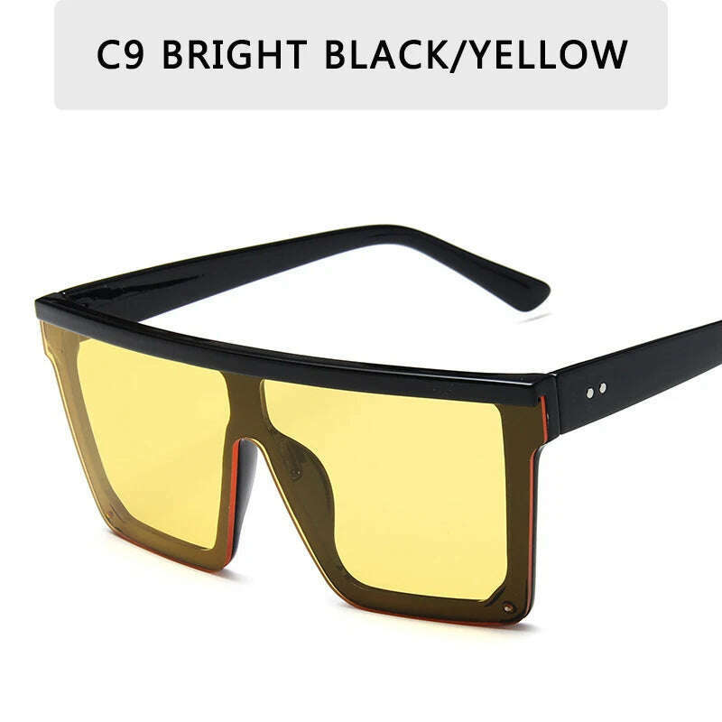 15 colors Flat Top Sunglasses Men Women Brand Designer Square Shades Gradient Sun Glasses Men Cool One Piece UV400 Mirror - KIMLUD