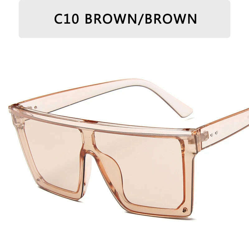 15 colors Flat Top Sunglasses Men Women Brand Designer Square Shades Gradient Sun Glasses Men Cool One Piece UV400 Mirror - KIMLUD