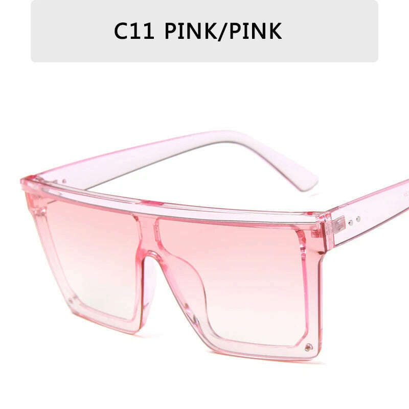 15 colors Flat Top Sunglasses Men Women Brand Designer Square Shades Gradient Sun Glasses Men Cool One Piece UV400 Mirror - KIMLUD