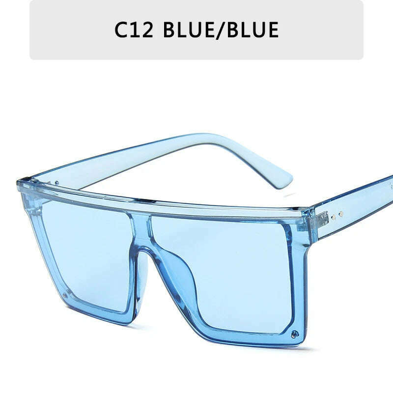15 colors Flat Top Sunglasses Men Women Brand Designer Square Shades Gradient Sun Glasses Men Cool One Piece UV400 Mirror - KIMLUD