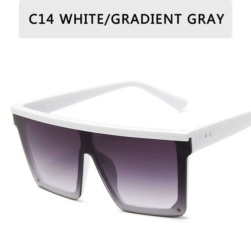 15 colors Flat Top Sunglasses Men Women Brand Designer Square Shades Gradient Sun Glasses Men Cool One Piece UV400 Mirror - KIMLUD