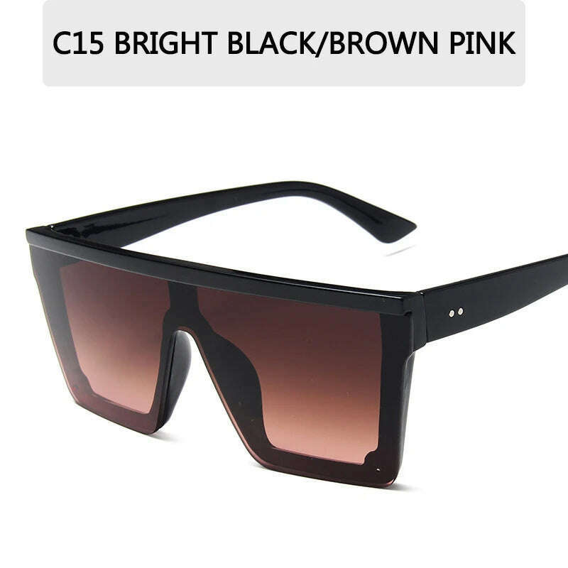 15 colors Flat Top Sunglasses Men Women Brand Designer Square Shades Gradient Sun Glasses Men Cool One Piece UV400 Mirror - KIMLUD