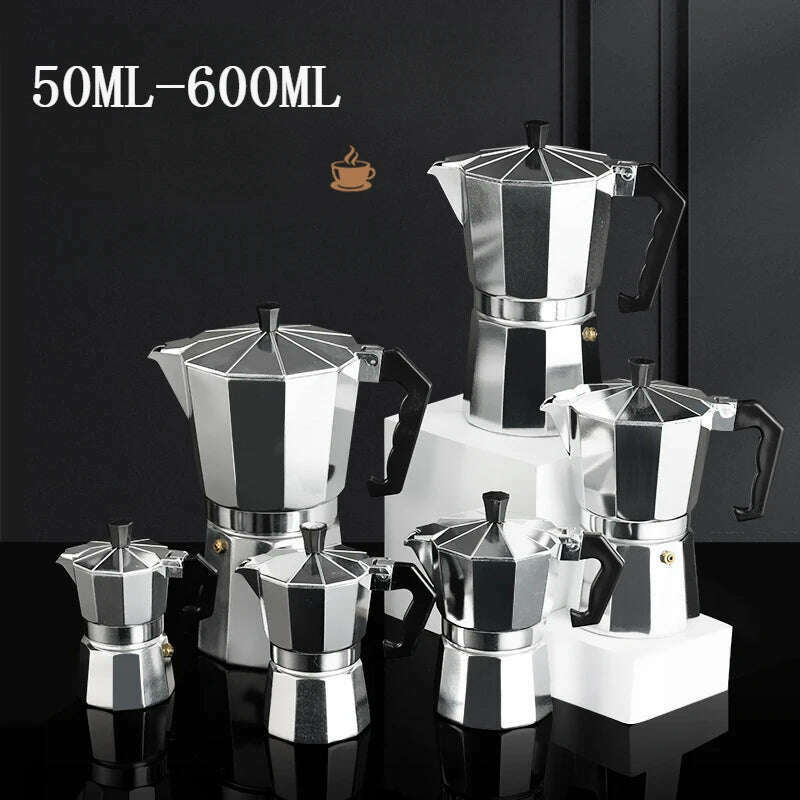 150 300 600 Aluminum Moka Pot with Electric Burner Stove Top Coffee Maker Espresso Percolator Mocha Kettle Heater Home Household - KIMLUD