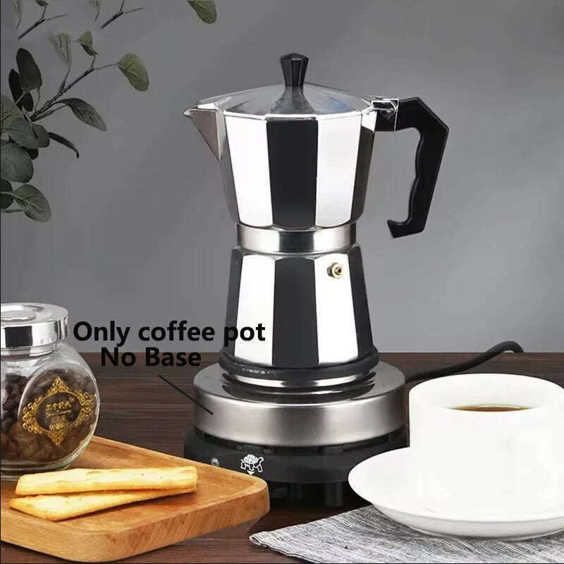 150 300 600 Aluminum Moka Pot with Electric Burner Stove Top Coffee Maker Espresso Percolator Mocha Kettle Heater Home Household - KIMLUD