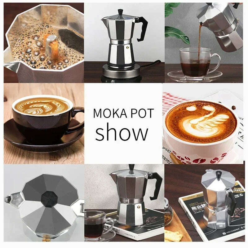 150 300 600 Aluminum Moka Pot with Electric Burner Stove Top Coffee Maker Espresso Percolator Mocha Kettle Heater Home Household - KIMLUD