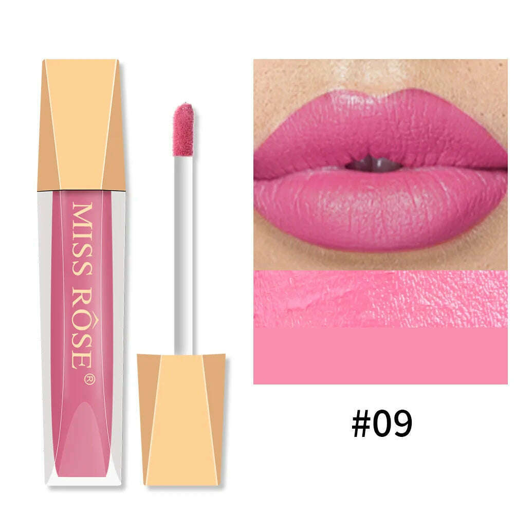 KIMLUD, 16 Colors Lips Makeup Lip Gloss Matte Shimmer Glitter Metalic Lip Tint Waterproof Long Lasting Non Stick Cup Lqiuid Lipstick, 9, KIMLUD Women's Clothes