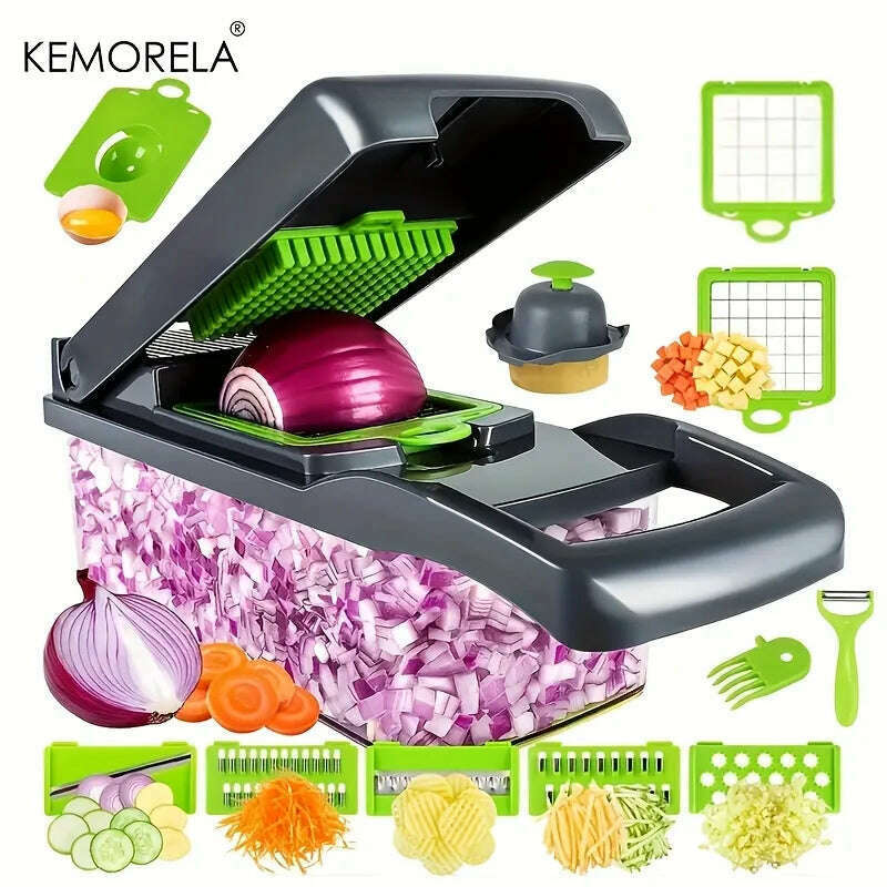 KIMLUD, 16 in 1 Multifunctional Vegetable Slicer Cutter Shredders Slicer With Basket Fruit Potato  Onion Mincer Chopper Carrot Grater, KIMLUD Womens Clothes