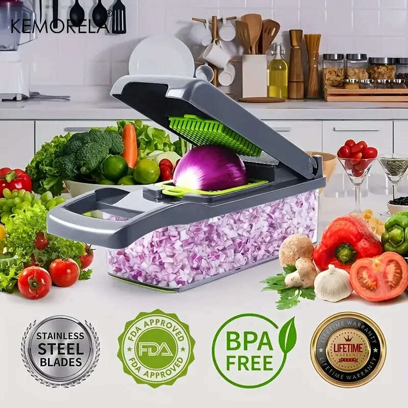 KIMLUD, 16 in 1 Multifunctional Vegetable Slicer Cutter Shredders Slicer With Basket Fruit Potato  Onion Mincer Chopper Carrot Grater, Default Title, KIMLUD Womens Clothes