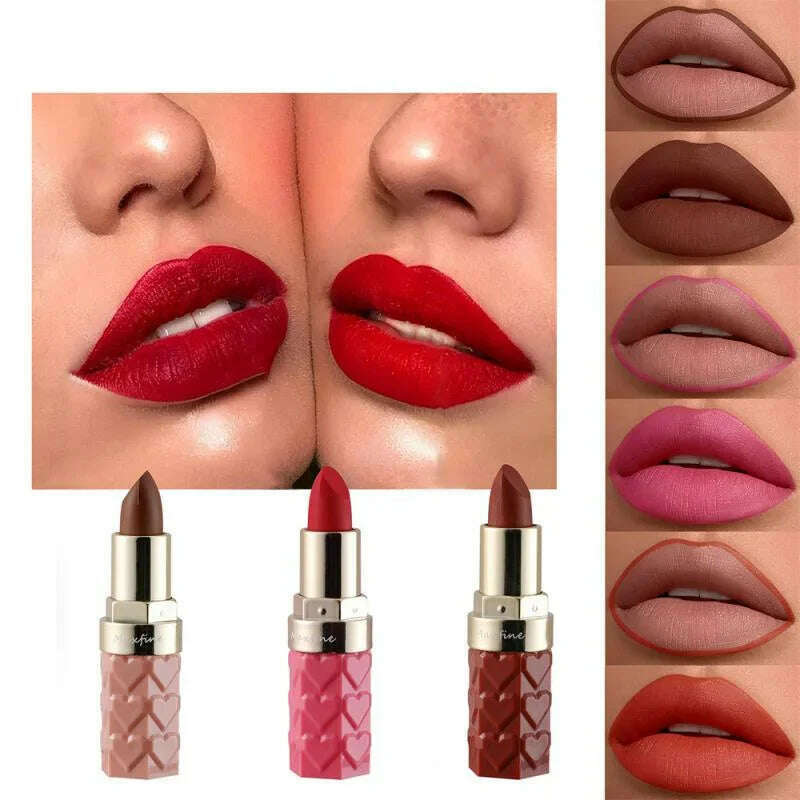 KIMLUD, 18 Color Matte Lipstick Waterproof Long-Lasting Velvet Lipstick Sexy Red Pink Brown Lipstick Non-stick Cup Batom Makeup Cosmetic, KIMLUD Women's Clothes