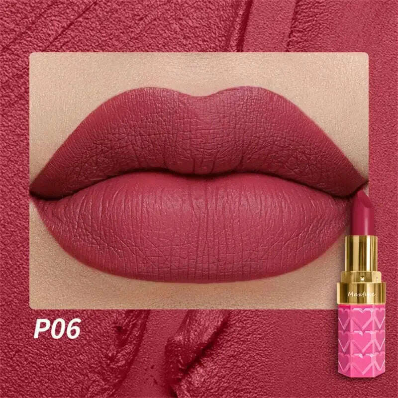 KIMLUD, 18 Color Matte Lipstick Waterproof Long-Lasting Velvet Lipstick Sexy Red Pink Brown Lipstick Non-stick Cup Batom Makeup Cosmetic, P06-4.2g / CHINA, KIMLUD Women's Clothes
