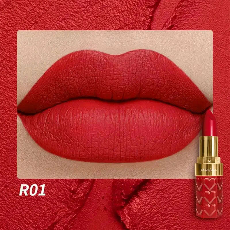 KIMLUD, 18 Color Matte Lipstick Waterproof Long-Lasting Velvet Lipstick Sexy Red Pink Brown Lipstick Non-stick Cup Batom Makeup Cosmetic, R01-4.2g / CHINA, KIMLUD Women's Clothes