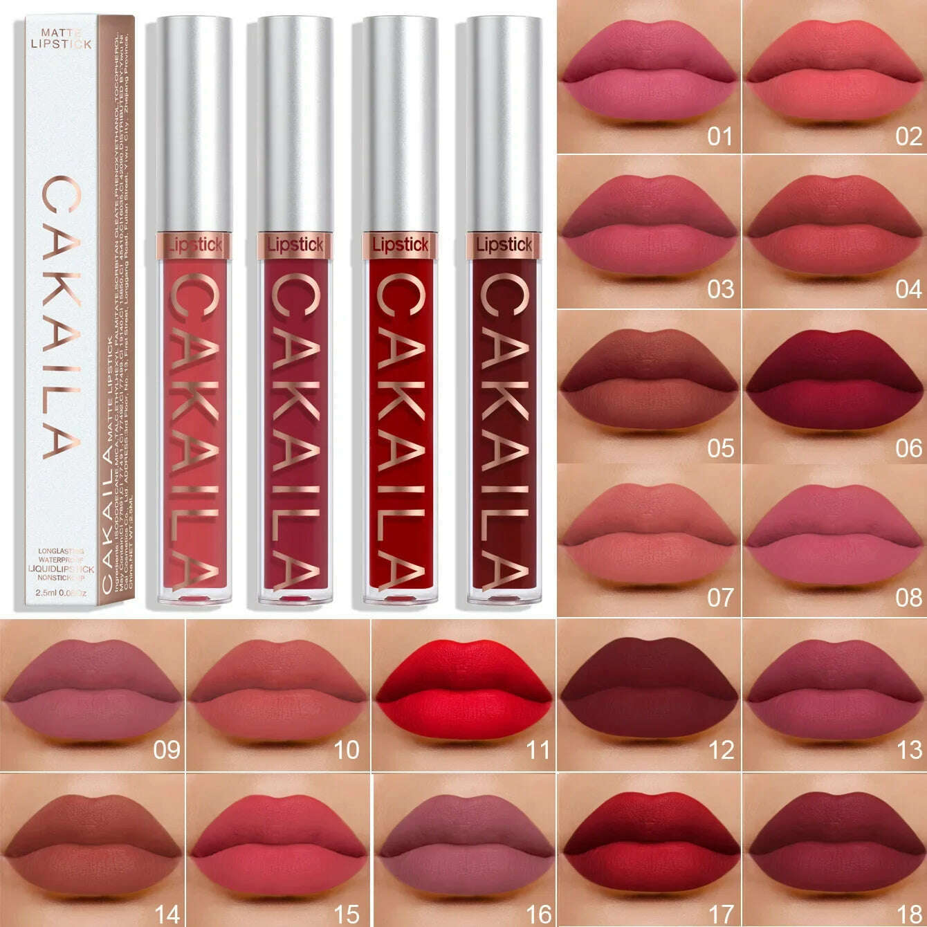 KIMLUD, 18 Colors Long Lasting Matte Nude Liquid Lipstick Waterproof Non-stick Cup Sexy Nude Red Brown Lip Gloss Lips Makeup Cosmetics, KIMLUD Women's Clothes