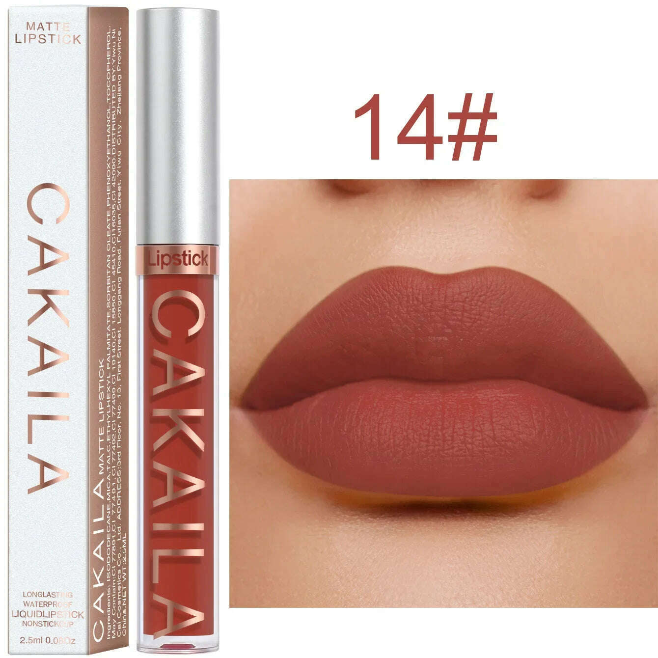KIMLUD, 18 Colors Long Lasting Matte Nude Liquid Lipstick Waterproof Non-stick Cup Sexy Nude Red Brown Lip Gloss Lips Makeup Cosmetics, 14, KIMLUD Women's Clothes
