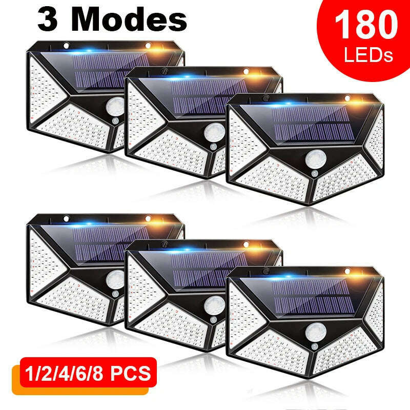 KIMLUD, 180 100 LED Solar Light Outdoor Solar Lamp with Motion Sensor LED Garden Light Waterproof Solar Power Spotlight Street Sunlight, KIMLUD Womens Clothes