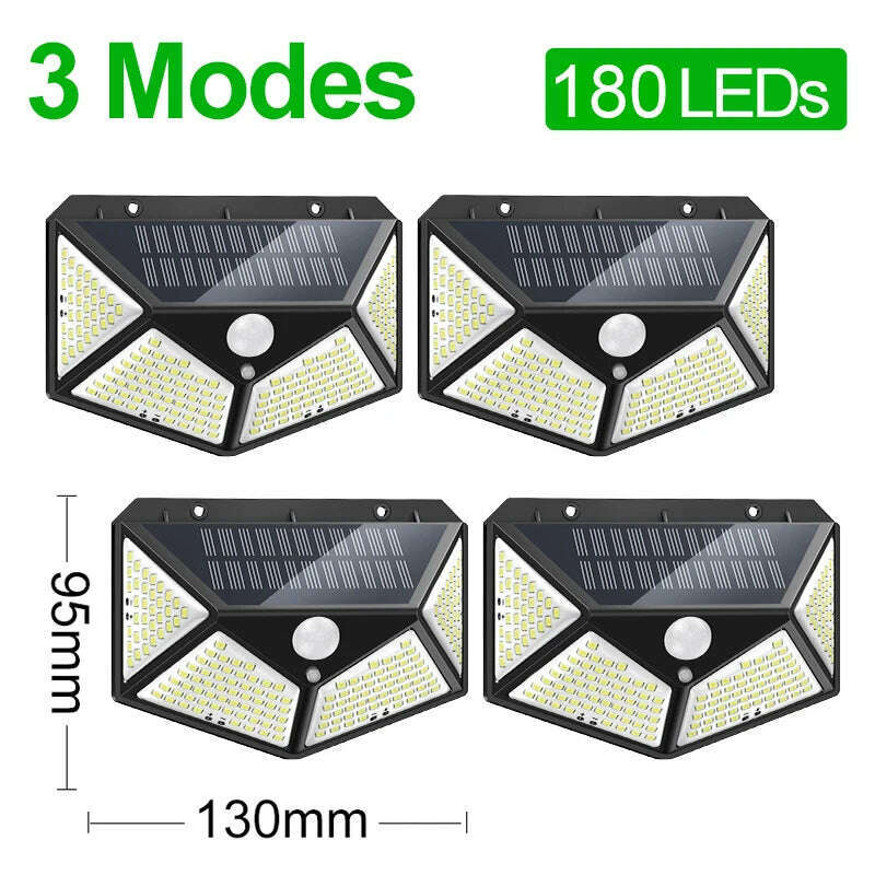 KIMLUD, 180 100 LED Solar Light Outdoor Solar Lamp with Motion Sensor LED Garden Light Waterproof Solar Power Spotlight Street Sunlight, KIMLUD Womens Clothes