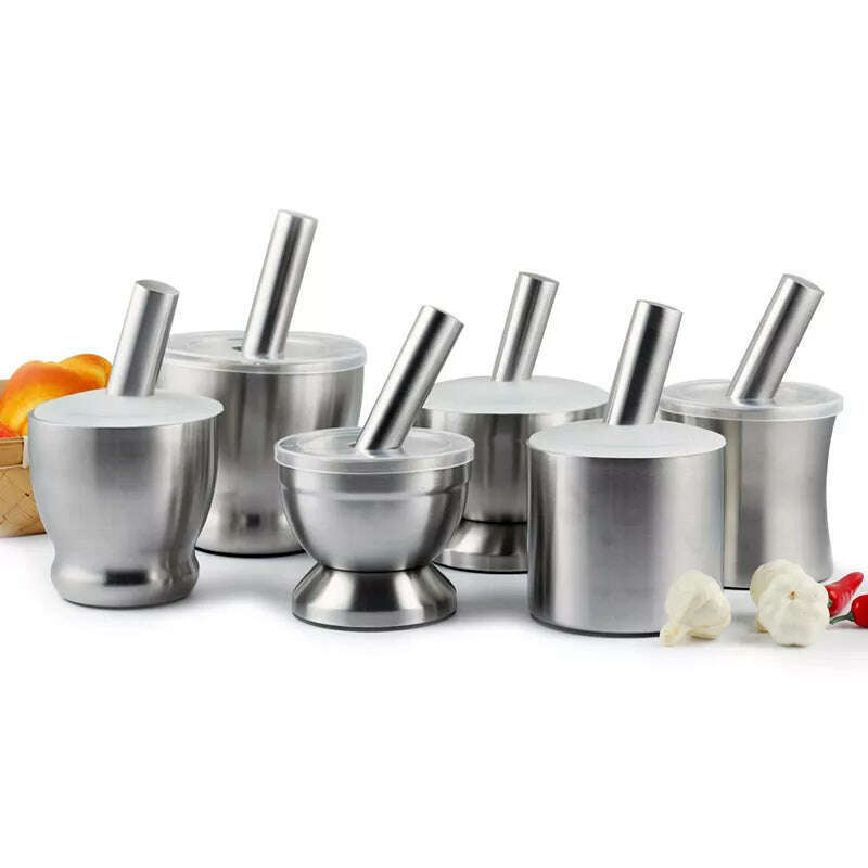 KIMLUD, 18/8 Stainless Steel Mortar and Pestle Spice Grinder with Silicone dust cover, Anti Slip Base and Comfy Grip - Dishwasher Safe, KIMLUD Womens Clothes
