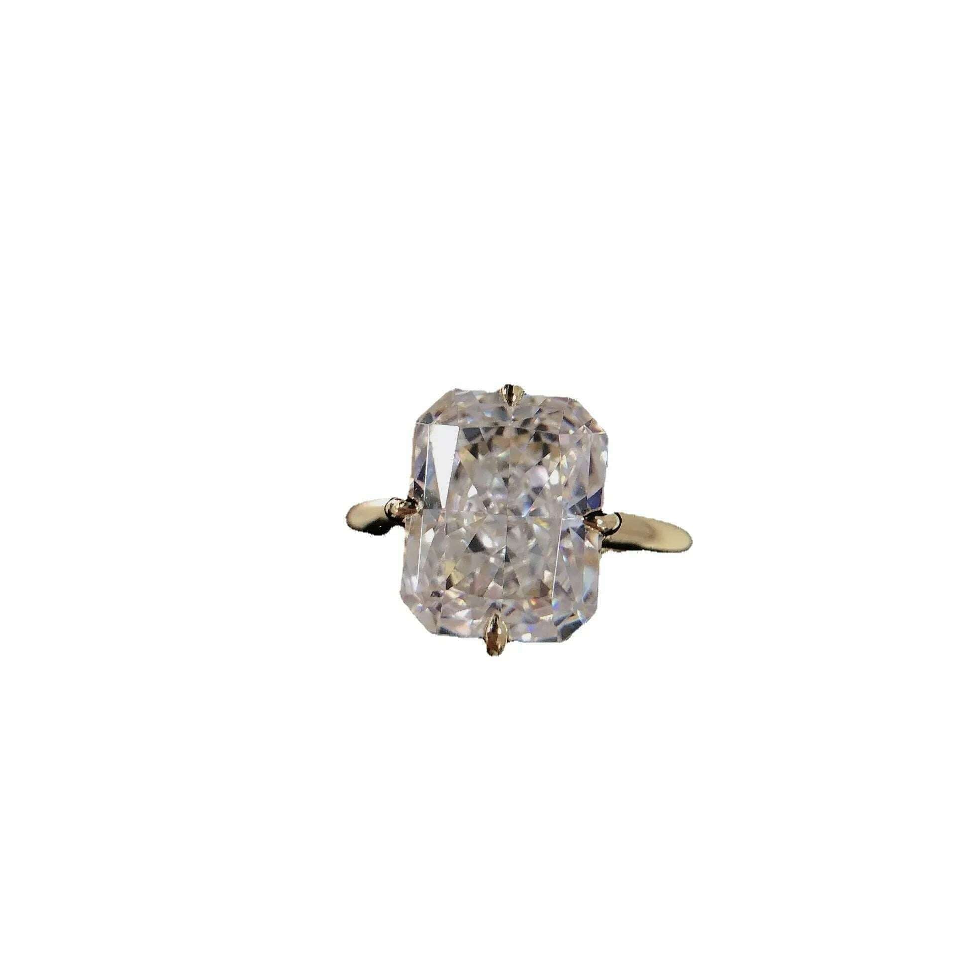 18K 4 carat platinum ring AU750 moissan diamond diamond ring simple temperament personality four claws gold color ring butt ring - KIMLUD