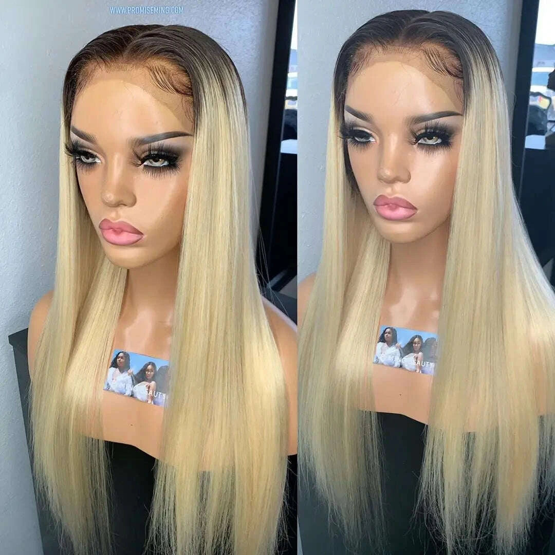 1B 613 Body Wave Human Hair Wig 13x6 Hd Lace Frontal Wig Brazilian 2 Tone Dark Root Ombre Blonde Lace Front Wigs For Black Women