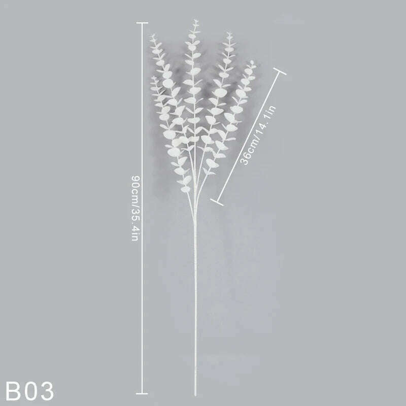 KIMLUD, 1bunch Simulation White Eucalyptus Wedding Party Hotel Scene Layout DIY Home Decoration Accessories Artificial Plant Photo Props, B03, KIMLUD Women's Clothes