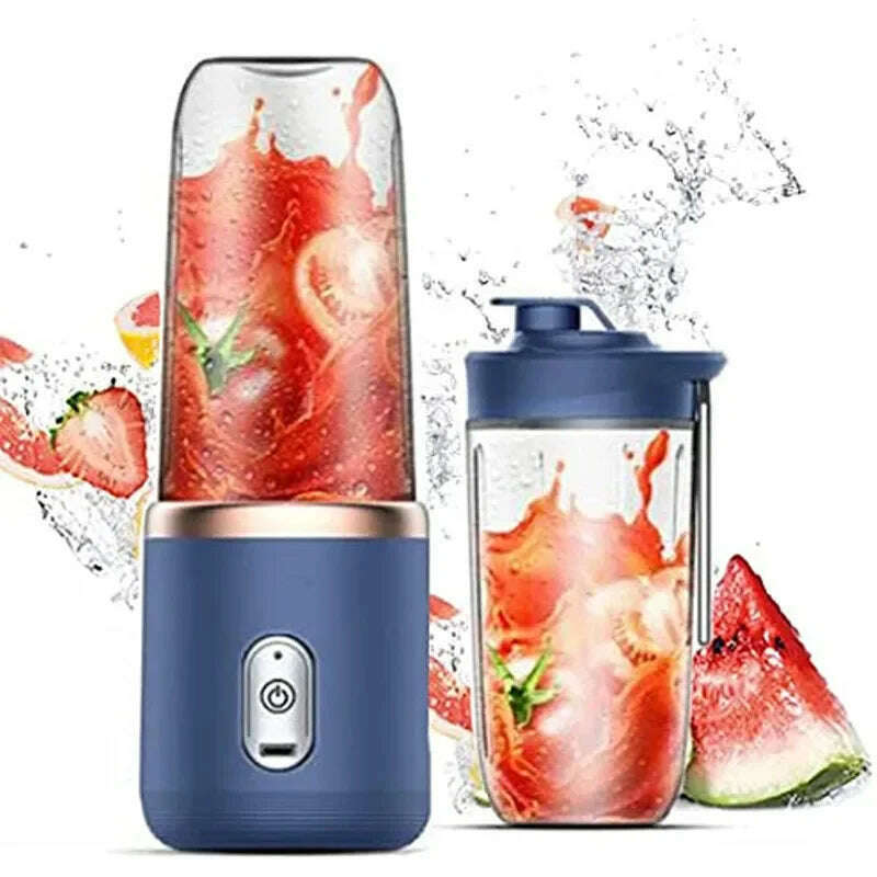 KIMLUD, 1pc Blue/Pink Portable Small Electric Juicer Stainless Steel Blade Cup Juicer Fruit Automatic Smoothie Blender Kitchen Tool, KIMLUD Womens Clothes