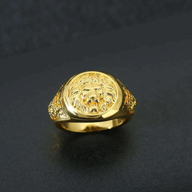 KIMLUD, 1PC Business Fashion Lion Head Pattern Ring for Men's Dating Party Wedding Engagement Jewelry Accessories Valentine's Day Gift, KIMLUD Womens Clothes