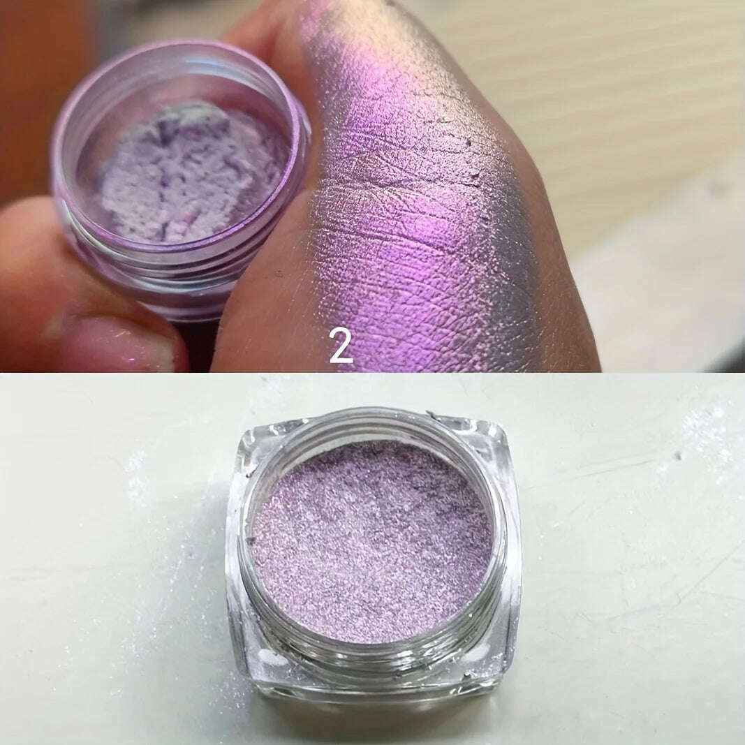 1PC Chameleon Glitter Eyeshadow Powder, Metallic Ultra-Fine Highlighter Chrome Blue Purple Shiny Powder, Multifunction Makeup - KIMLUD