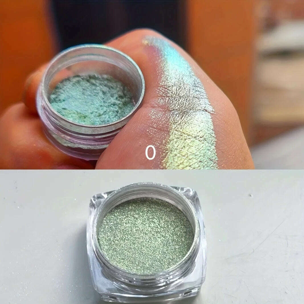 1PC Chameleon Glitter Eyeshadow Powder, Metallic Ultra-Fine Highlighter Chrome Blue Purple Shiny Powder, Multifunction Makeup - KIMLUD