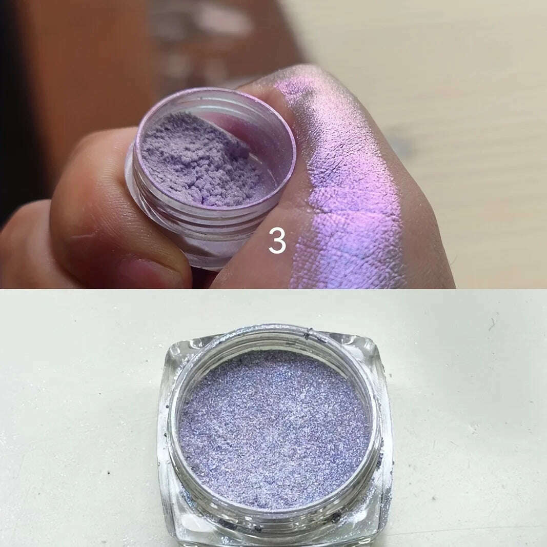 1PC Chameleon Glitter Eyeshadow Powder, Metallic Ultra-Fine Highlighter Chrome Blue Purple Shiny Powder, Multifunction Makeup - KIMLUD