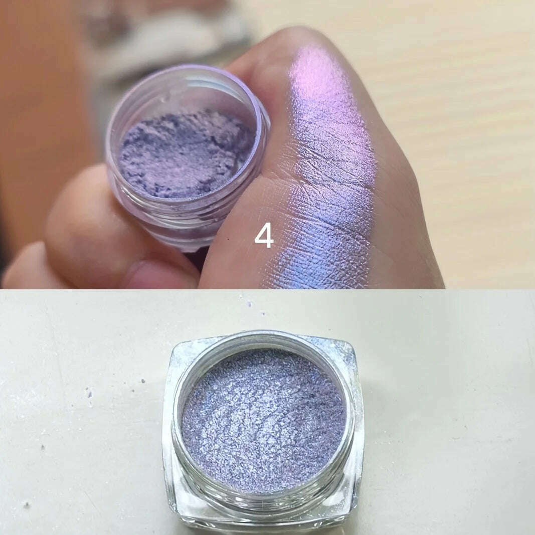1PC Chameleon Glitter Eyeshadow Powder, Metallic Ultra-Fine Highlighter Chrome Blue Purple Shiny Powder, Multifunction Makeup - KIMLUD