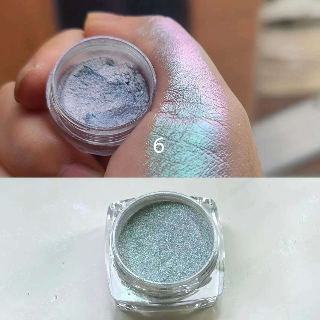 1PC Chameleon Glitter Eyeshadow Powder, Metallic Ultra-Fine Highlighter Chrome Blue Purple Shiny Powder, Multifunction Makeup - KIMLUD