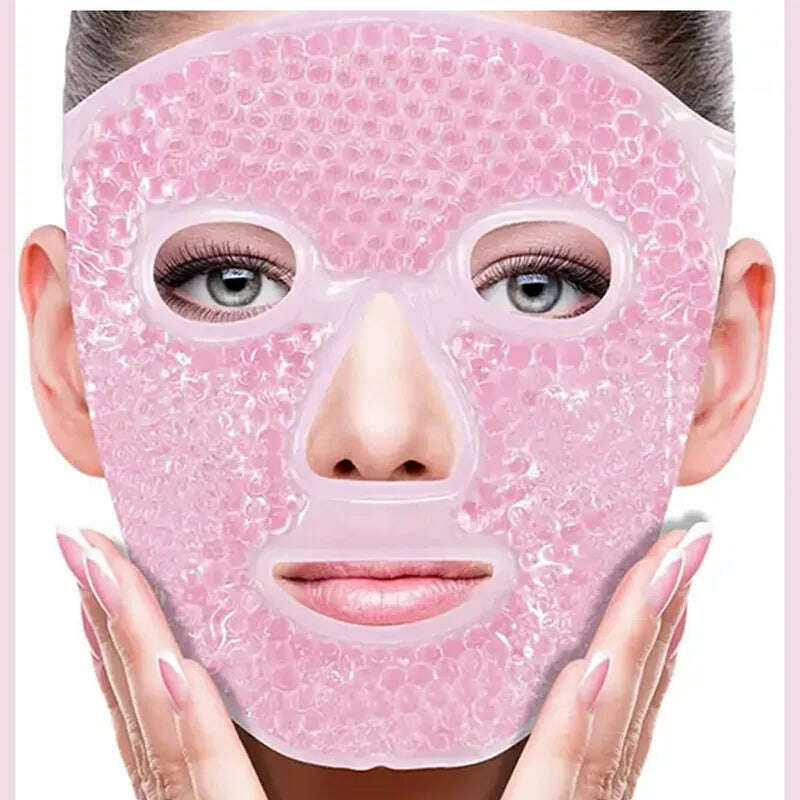 KIMLUD, 1pc full face massage ice compress can be used repeatedly, Pink, KIMLUD Women's Clothes