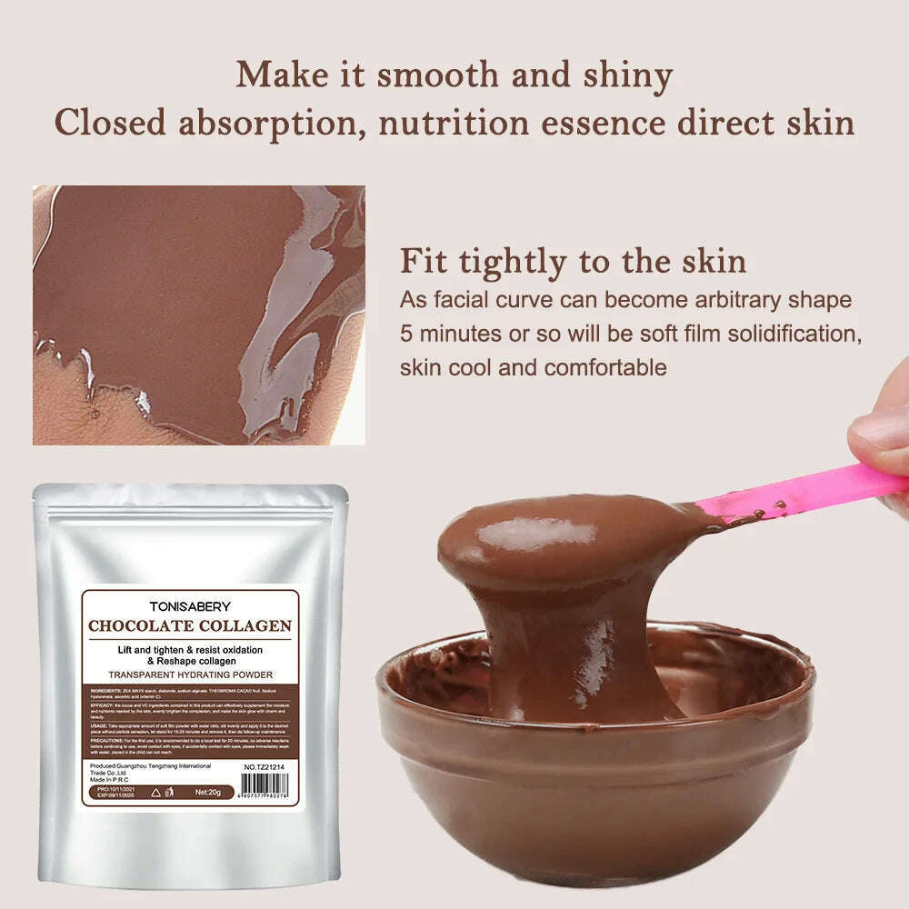 KIMLUD, 1pc Jelly Mask Powder 20g chocolate collagen facial mask powder soft facial mask powder moisturizing and tightening, KIMLUD Womens Clothes