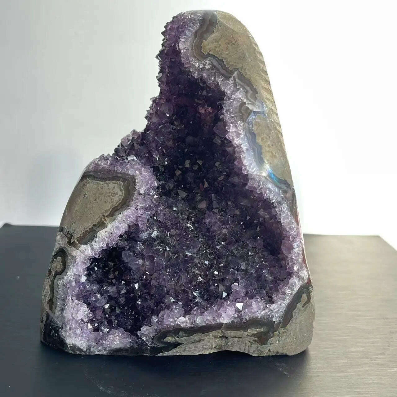 KIMLUD, 1PC Natural Amethyst Crystal Cluster Quartz Raw Crystals Healing Stone Ore Mineral Home Decor Purple Cornucopia Feng Shui Stone, 1.6-1.8kg, KIMLUD Womens Clothes